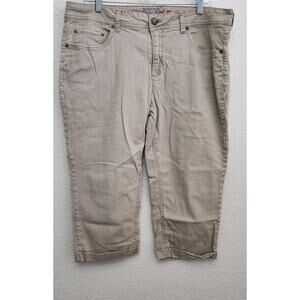 Faded Glory Tan Beige Capri 5 Pocket Jeans 16 Lightweight Belt Loops Flat Front